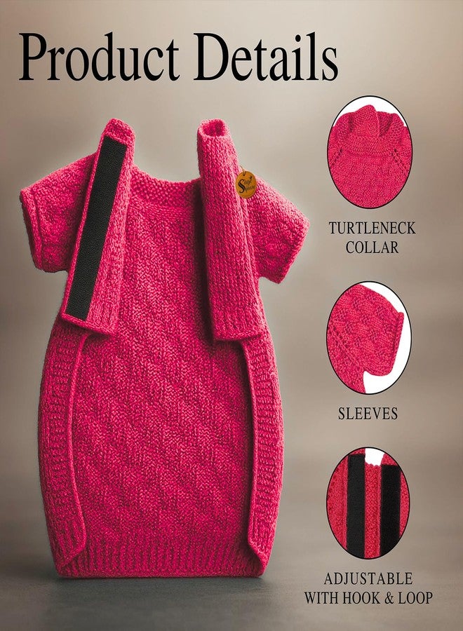 سايج سكوير كنزة صوفية محبوكة يدويًا للكلاب من سلالة شيه تزو، بتصميم مربع من سيج | ملابس شتوية دافئة | ناعمة وقابلة للتمدد | ملابس حيوانات أليفة مصنوعة يدويًا للطقس البارد | طقم مريح وأنيق للكلاب | كنزة محبوكة | وردي - Image 3